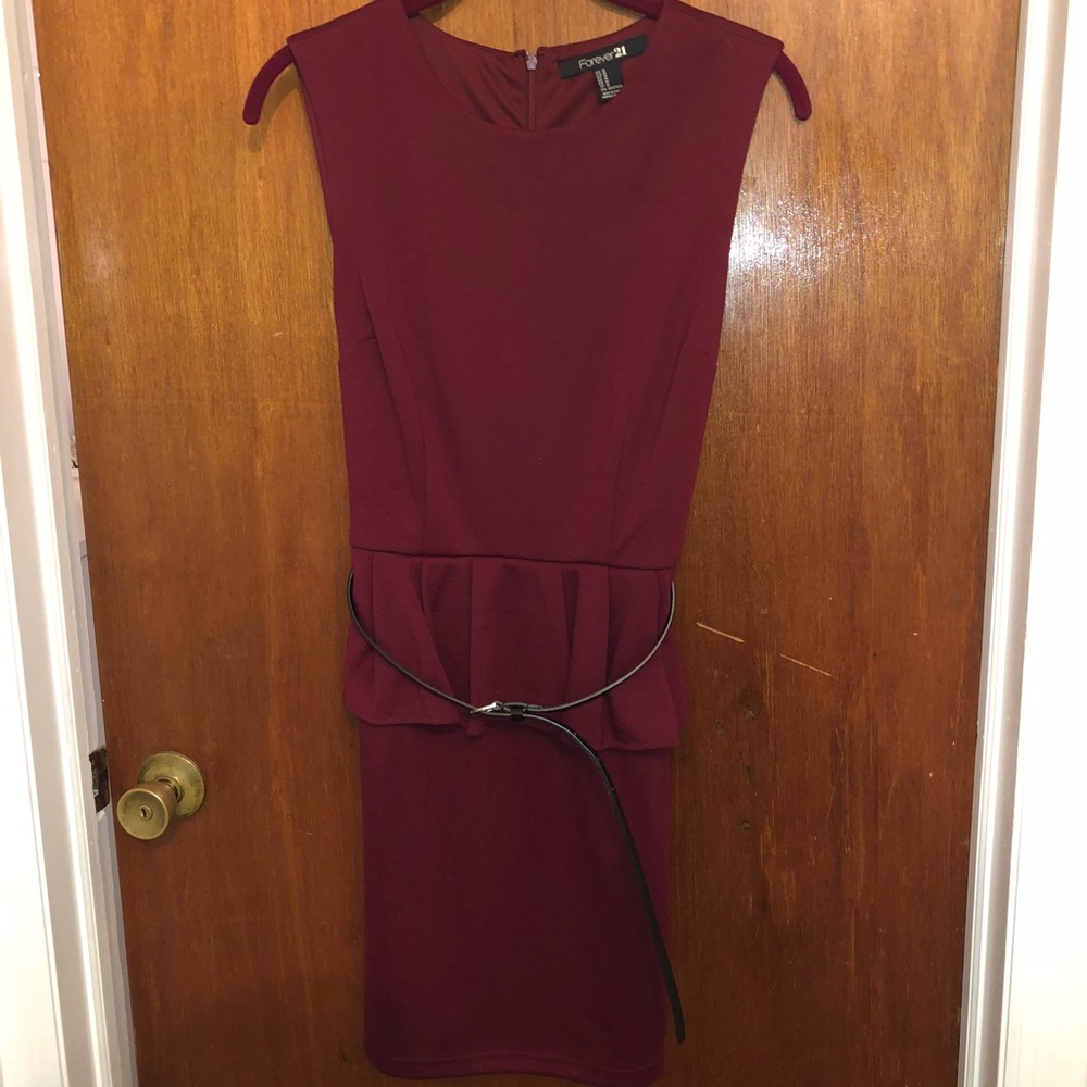 Peplum maroon dress